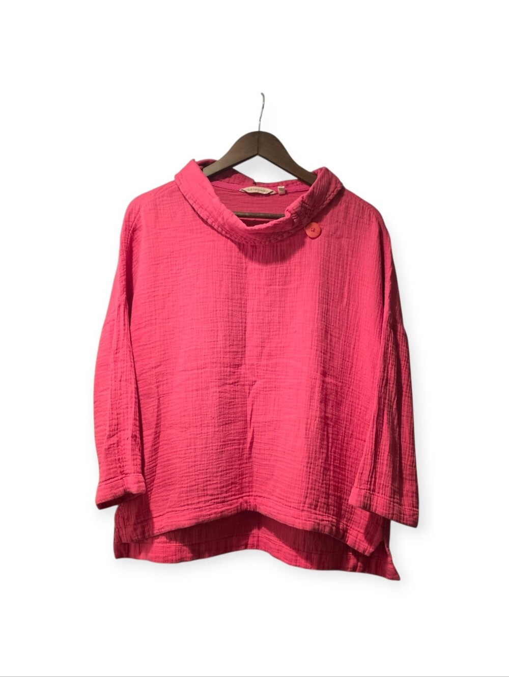 Soft Surroundings Giovinezza Crinkle Gauze Cowl Neck Top Medium Pink Cotton - Picture 2 of 6